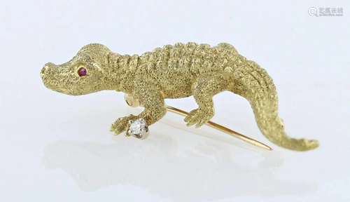 18K Alligator Pin