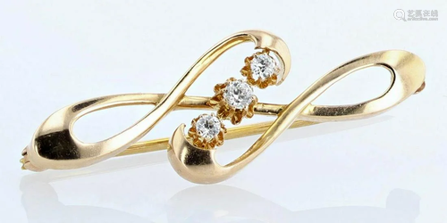 14K Double Infinity Diamond Brooch