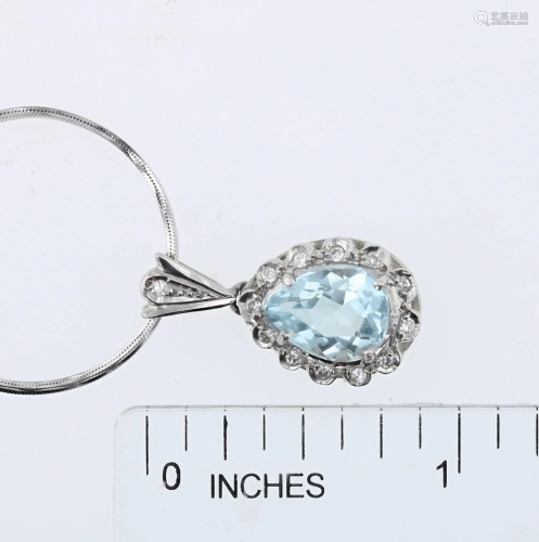 18K Aquamarine Pendant and 14K Necklace