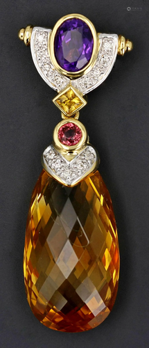 A fine 18K Briolette Gemstone Drop Pendant