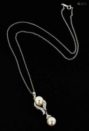 14K Diamond and Pearl Necklace