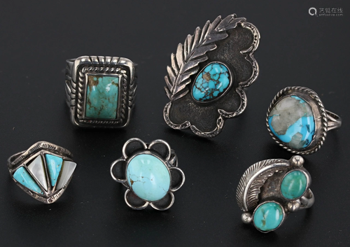 (6) Pc Southwestern Silver Rings