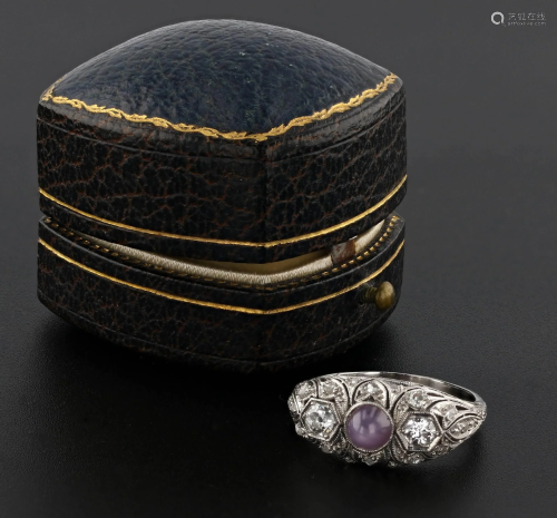 Art Deco Filigree Diamond Star Sapphire Ring