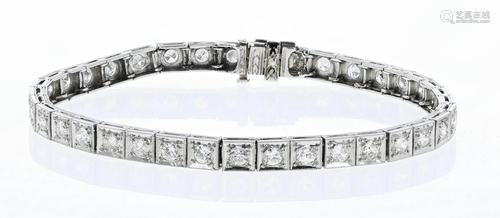 Art Deco Platinum Diamond Line Bracelet