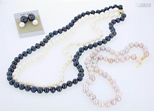 (3) Pc Set of Pearls 14K