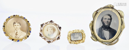 (4) Pc Antique Portrait Brooches