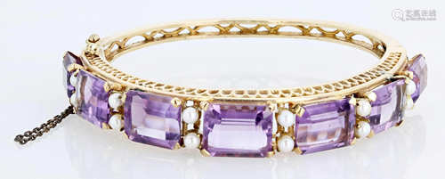 14K Amethyst Bangle