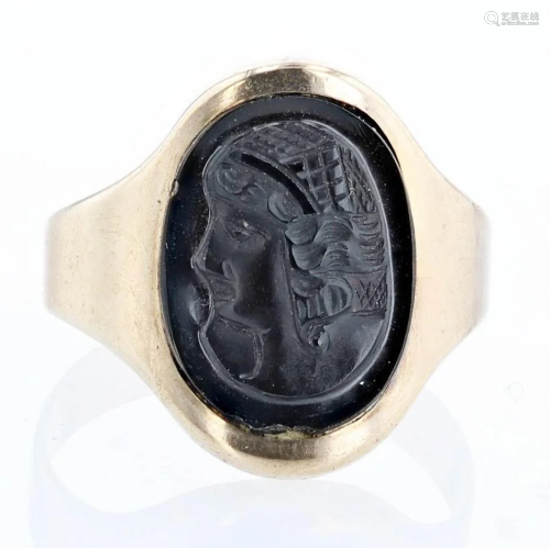 10K Signet Ring Carved Cameo