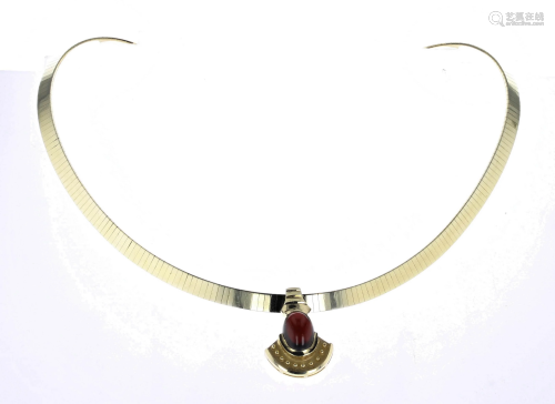 Vintage Garnet Slider Omega Necklace