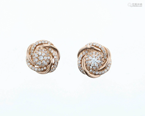 14K Rose Gold Diamond Earrings