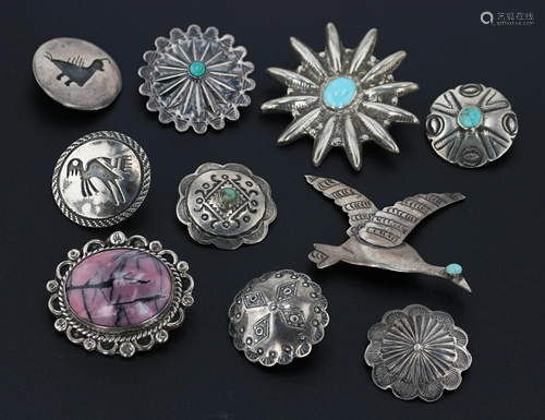 (10) Pc Collection of Southwestern Silver Buttons