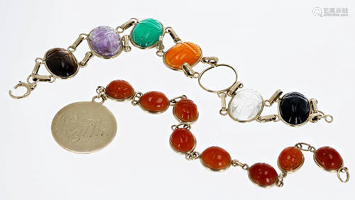 (2) Vintage Scarab Beetle Bracelets