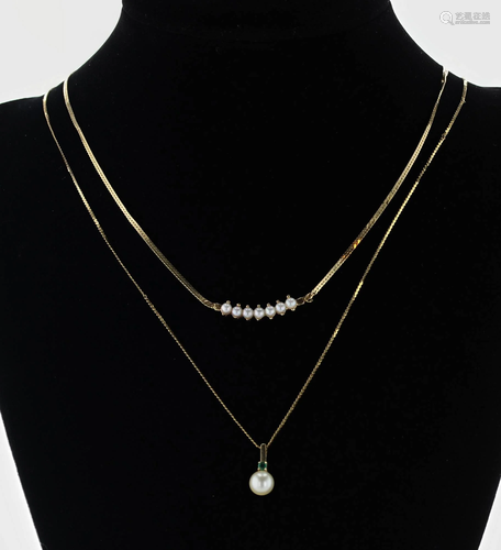 (2) 14K Pearl Necklaces