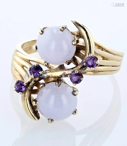 14K Purple Jade Ring