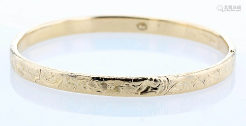 14K Etched bangle