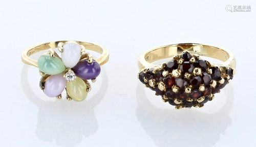 (2) Gemstone Gold RIngs