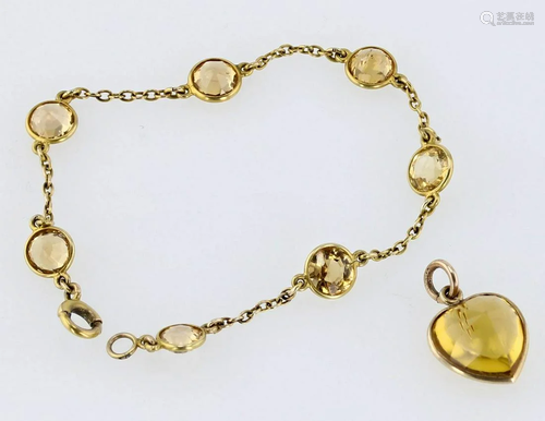 Citrine Link Bracelet and Pendant