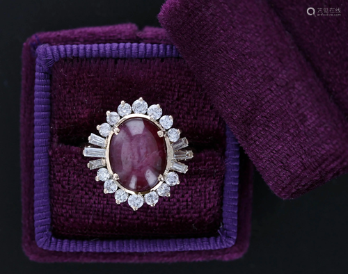 Art Deco Style Plum Sapphire Ballerina Ring