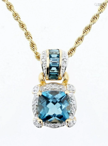 14K Topaz and Diamond Necklace