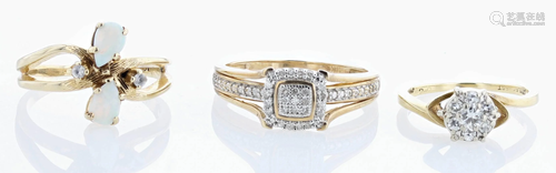 (3) Gold and Diamond RIngs