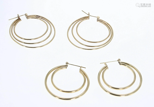 (2) 14K Hoop Earrings