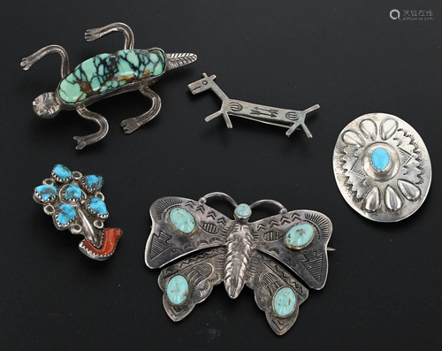 (5) Turquoise Southwestern Pins