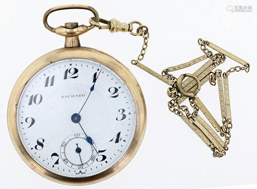 Swiss Richard Pocket Watch / 10KYG Chain