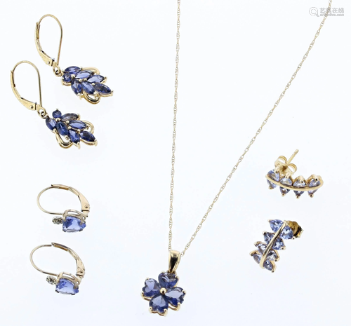 (4) PC Mixed Karat Purple stone Jewelry Group