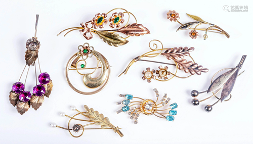 (8) Pc Vintage Floral Brooches