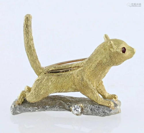 18K Diamond Chipmunk Pin