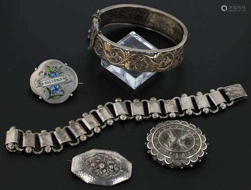 (5) Pc Victorian and Silver Jewelry Group