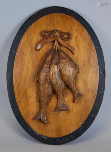 Black Forest Carved Fish Plaque