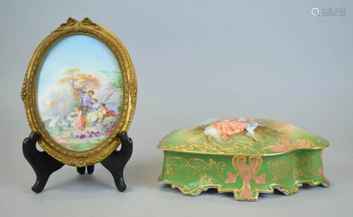 Limoges Porcelain Plaque & Dresser Box