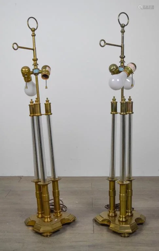 Pair of Chapman Brass & Acrylic Lamps