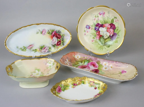 5 Pieces of Limoges Hand Painted Porcelain