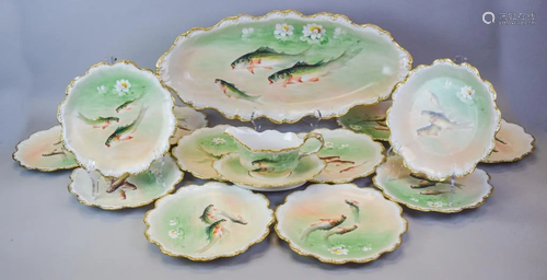 15 Piece Limoges Porcelain Fish Set