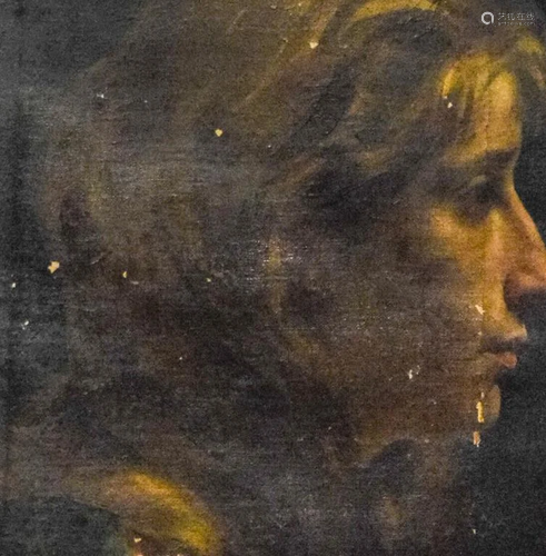 Oil on Canvas Portrait of a Woman in Profile