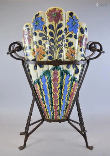 Italian Faience Pottery Umbrella Stand