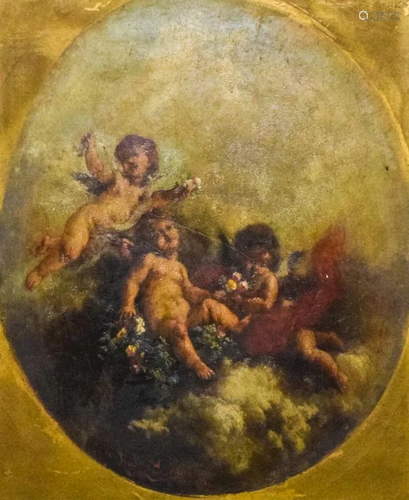 Jean-Ernest Aubert Oil on Canvas Cherubs