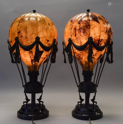 Pair of Maitland Smith Pin Shell Balloon Lamps