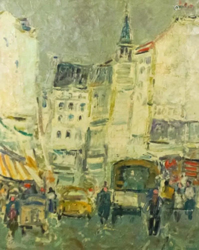 Robert Coutelas Oil on Canvas Street Scene