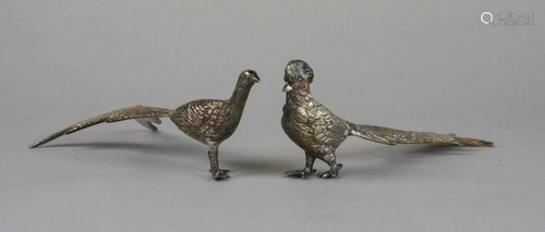 Pair of Silverplate Pheasants