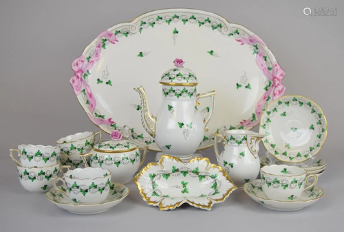 17 Piece Herend Persil Porcelain Demitasse Set