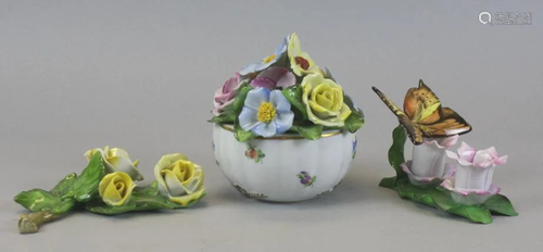 3 Herend Porcelain Flower Groups