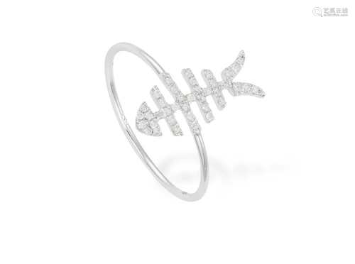 A DIAMOND DRESS RING The fishbone pavé-set with