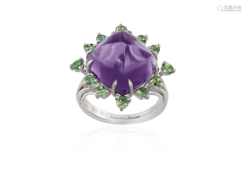 AN AMETHYST AND TSAVORITE COCKTAIL RING, BY MAR…