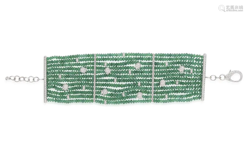 AN EMERALD AND DIAMOND BRACELET, BY PEDERZANI Composed