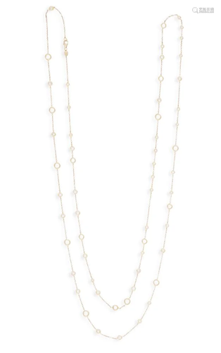 A DIAMOND LONG CHAIN NECKLACE The cable-link chain