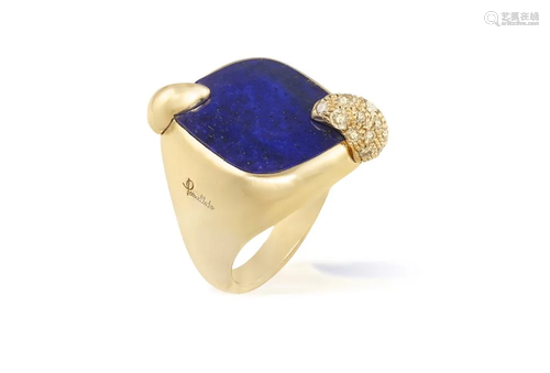 A LAPIS LAZULI AND COLOURED DIAMOND 'RITRATTO' C…