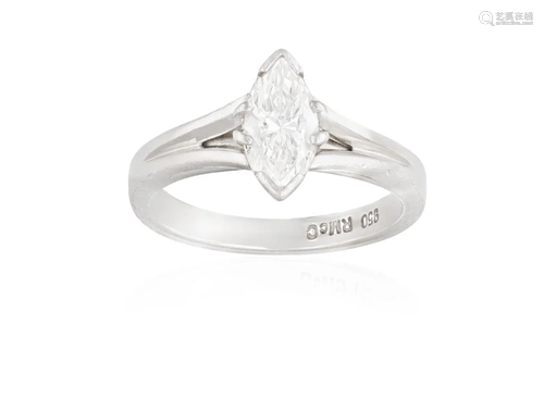 A SINGLE-STONE DIAMOND RING Composed of a